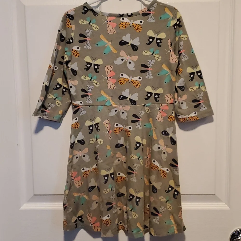 Cat & Jack Girls Gray Butterfly Long Sleeve Dress - Size Small (6/6X)